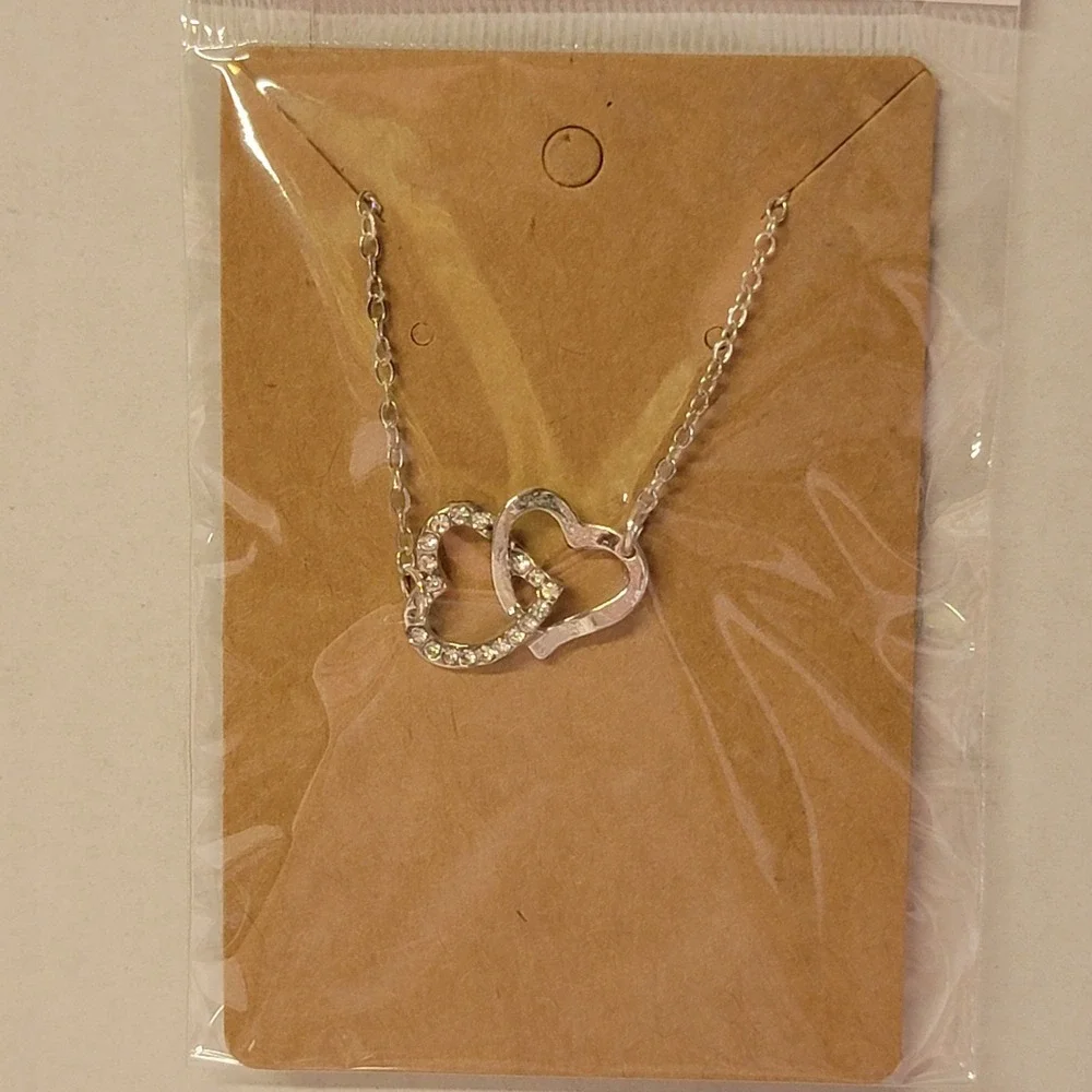 Dainty Silvertone Heart In Heart Cubic Zirconia Necklace